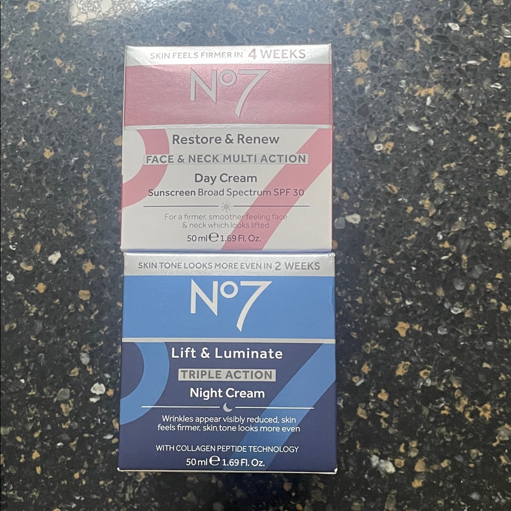 No7 Restore & Renew Day Cream + Lift & Luminate Night Cream Duo - Pink & Blue